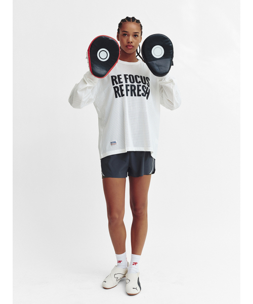 MENASOO（ミナス）の「Refocus Mesh Round Neck T Shirt_White（Tシャツ/カットソー・レディース・ホワイト・FREE/2）」の5枚目の写真