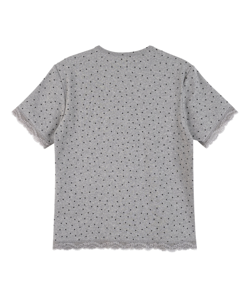 HIGH SCHOOL DISCO(ハイスクールディスコ)の「ドットスターレースショートスリーブ_メランジグレー(Tシャツ/カットソー・レディース・その他・FREE)」の3枚目の写真