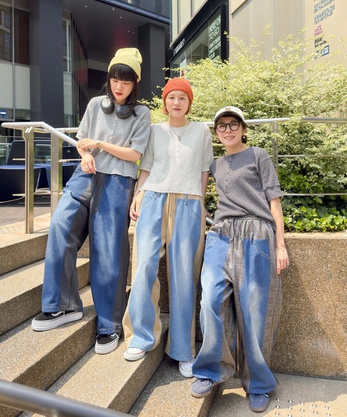 niko and...（ニコアンド）の「[MODE NORM CORE] デニムパッチワークパンツ（デニムパンツ・レディース・チャコール/モカ/キャメル・MEDIUM/LARGE）」の7枚目の写真