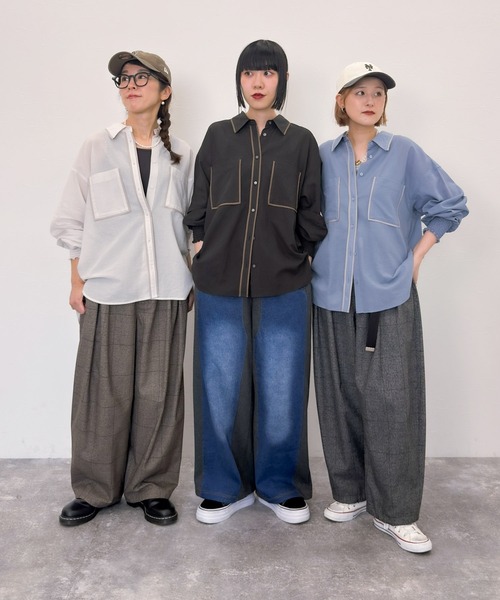 niko and...（ニコアンド）の「[MODE NORM CORE] デニムパッチワークパンツ（デニムパンツ・レディース・チャコール/モカ/キャメル・MEDIUM/LARGE）」の14枚目の写真