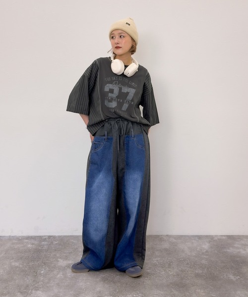 niko and...（ニコアンド）の「[MODE NORM CORE] デニムパッチワークパンツ（デニムパンツ・レディース・チャコール/モカ/キャメル・MEDIUM/LARGE）」の21枚目の写真