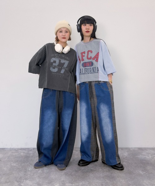 niko and...（ニコアンド）の「[MODE NORM CORE] デニムパッチワークパンツ（デニムパンツ・レディース・チャコール/モカ/キャメル・MEDIUM/LARGE）」の20枚目の写真