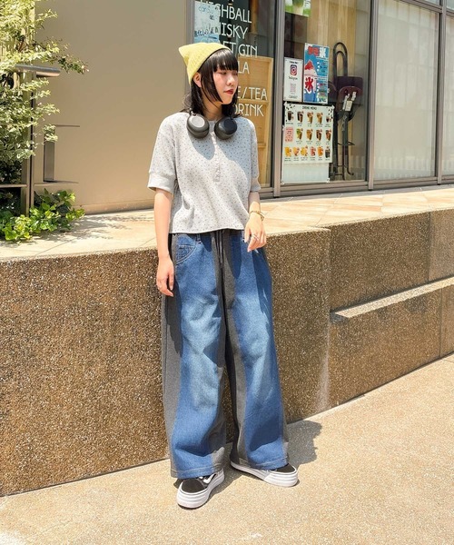 niko and...（ニコアンド）の「[MODE NORM CORE] デニムパッチワークパンツ（デニムパンツ・レディース・チャコール/モカ/キャメル・MEDIUM/LARGE）」の8枚目の写真
