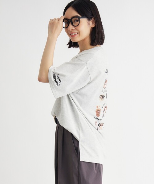 Right-on(ライトオン)の「《体型カバー》ネコバッグプリントTシャツ(Tシャツ/カットソー・レディース・チャコールグレー/ライトグレー/オフホワイト・05/04)」の10枚目の写真