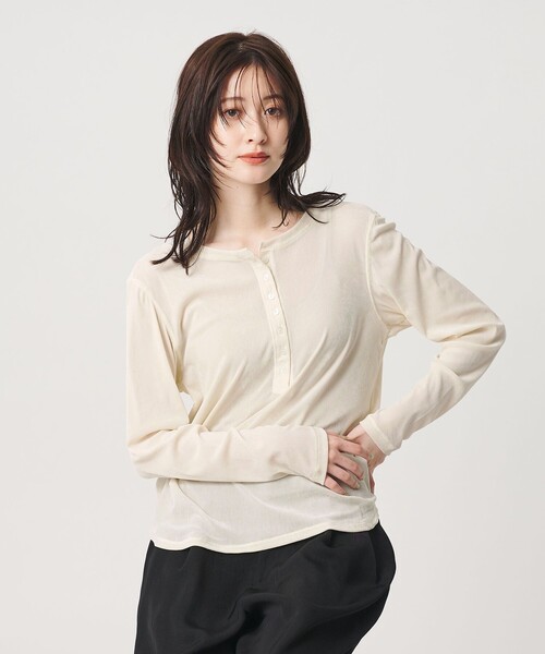 BEAUTY&YOUTH UNITED ARROWS（ビューティーアンドユースユナイテッドアローズ）の「フロッキーチュール ヘンリーネック カットソー（Tシャツ/カットソー・レディース・ダークグレー/オフホワイト/ライム・FREE）」の19枚目の写真