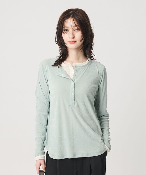 BEAUTY&YOUTH UNITED ARROWS（ビューティーアンドユースユナイテッドアローズ）の「フロッキーチュール ヘンリーネック カットソー（Tシャツ/カットソー・レディース・ダークグレー/オフホワイト/ライム・FREE）」の16枚目の写真