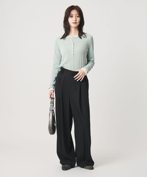 BEAUTY&YOUTH UNITED ARROWS（ビューティーアンドユースユナイテッドアローズ）の「フロッキーチュール ヘンリーネック カットソー（Tシャツ/カットソー・レディース・ダークグレー/オフホワイト/ライム・FREE）」の14枚目の写真