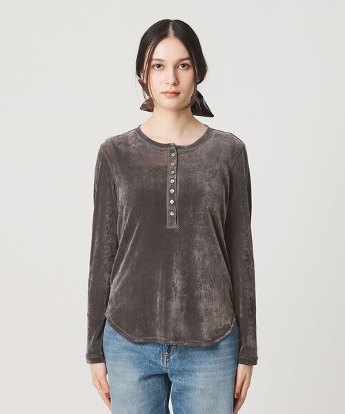 BEAUTY&YOUTH UNITED ARROWS（ビューティーアンドユースユナイテッドアローズ）の「フロッキーチュール ヘンリーネック カットソー（Tシャツ/カットソー・レディース・ダークグレー/オフホワイト/ライム・FREE）」の13枚目の写真