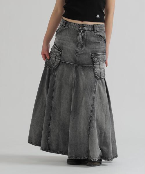 AVIREX(アヴィレックス)の「DENIM MERMAID CARGO SKIRT(デニムスカート・レディース・ブラック・M)」の7枚目の写真