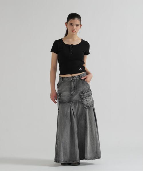 AVIREX(アヴィレックス)の「DENIM MERMAID CARGO SKIRT(デニムスカート・レディース・ブラック・M)」の6枚目の写真