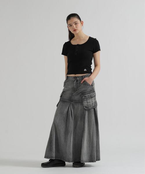 AVIREX(アヴィレックス)の「DENIM MERMAID CARGO SKIRT(デニムスカート・レディース・ブラック・M)」の5枚目の写真