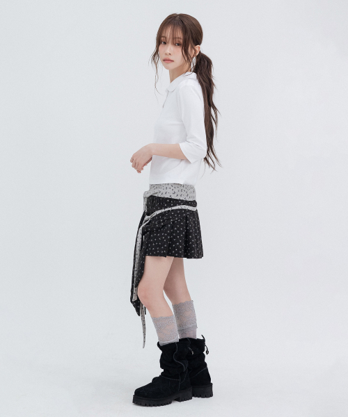 HIGH SCHOOL DISCO（ハイスクールディスコ）の「ドレープレイヤードミニスカート_ブラック（スカート・レディース・その他・SMALL/MEDIUM）」の4枚目の写真