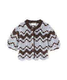 CLANE/クラネ/MALL BORDER HAND CROCHET KNIT CARDIGAN