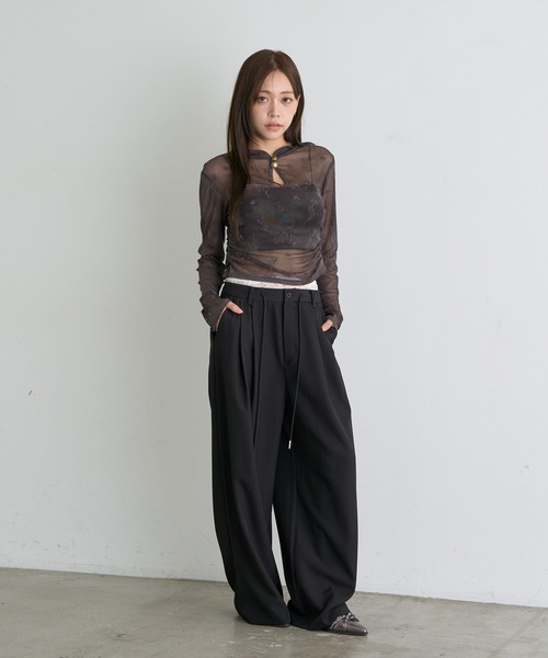 RAY CASSIN(レイカズン)の「チャイナシアーロングTシャツ(Tシャツ/カットソー・レディース・ホワイト系その他2/アイボリー/グレー系その他3/ブラウン系その他2/チャコールグレー/ブラック系その他2・FREE)」の13枚目の写真
