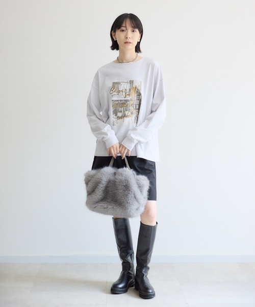 Paradise Picnic(パラダイスピクニック)の「SUGAR ROSE フォト箔プリントロングTシャツ(Tシャツ/カットソー・レディース・グレー・FREE)」の2枚目の写真