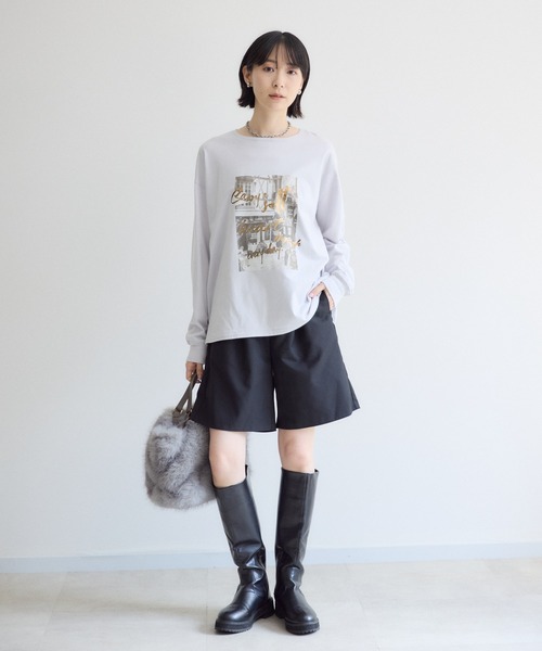 Paradise Picnic(パラダイスピクニック)の「SUGAR ROSE フォト箔プリントロングTシャツ(Tシャツ/カットソー・レディース・グレー・FREE)」の5枚目の写真