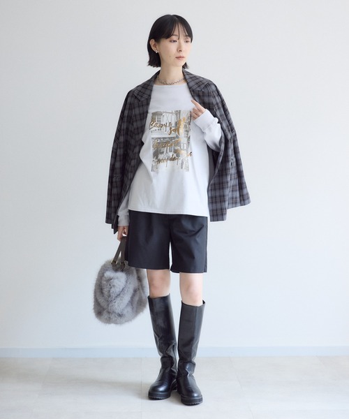 Paradise Picnic(パラダイスピクニック)の「SUGAR ROSE フォト箔プリントロングTシャツ(Tシャツ/カットソー・レディース・グレー・FREE)」の6枚目の写真