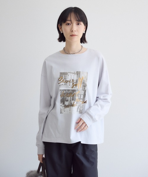 Paradise Picnic(パラダイスピクニック)の「SUGAR ROSE フォト箔プリントロングTシャツ(Tシャツ/カットソー・レディース・グレー・FREE)」の18枚目の写真