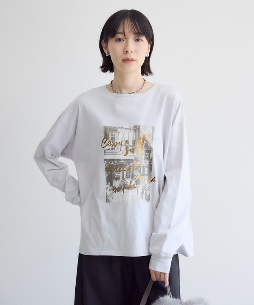 Paradise Picnic(パラダイスピクニック)の「SUGAR ROSE フォト箔プリントロングTシャツ(Tシャツ/カットソー・レディース・グレー・FREE)」の19枚目の写真