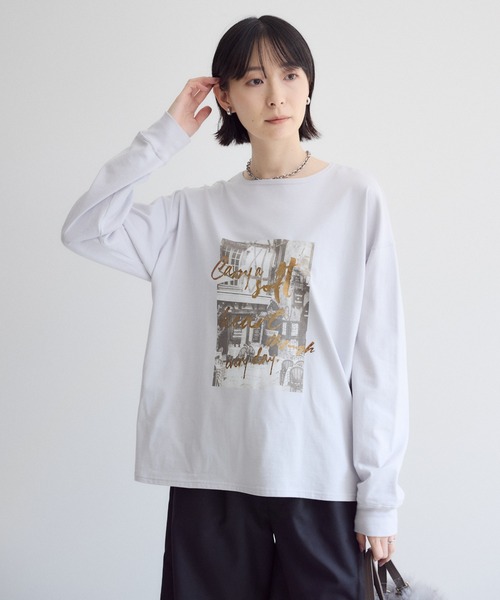 Paradise Picnic(パラダイスピクニック)の「SUGAR ROSE フォト箔プリントロングTシャツ(Tシャツ/カットソー・レディース・グレー・FREE)」の20枚目の写真