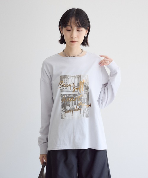 Paradise Picnic(パラダイスピクニック)の「SUGAR ROSE フォト箔プリントロングTシャツ(Tシャツ/カットソー・レディース・グレー・FREE)」の21枚目の写真