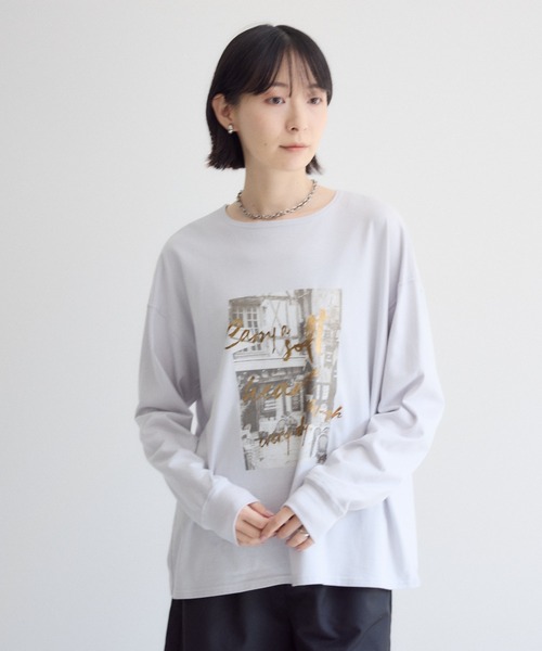 Paradise Picnic(パラダイスピクニック)の「SUGAR ROSE フォト箔プリントロングTシャツ(Tシャツ/カットソー・レディース・グレー・FREE)」の22枚目の写真