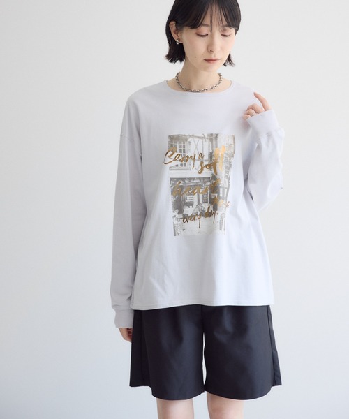 Paradise Picnic(パラダイスピクニック)の「SUGAR ROSE フォト箔プリントロングTシャツ(Tシャツ/カットソー・レディース・グレー・FREE)」の11枚目の写真