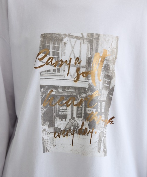 Paradise Picnic(パラダイスピクニック)の「SUGAR ROSE フォト箔プリントロングTシャツ(Tシャツ/カットソー・レディース・グレー・FREE)」の10枚目の写真