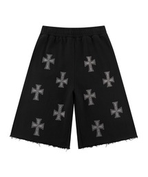 JACKROSE | Unknown-Black x Silver Allover Rhinestone Baggy Sweat Shorts(その他パンツ)