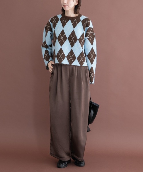 ITEMS URBANRESEARCH(アイテムズ アーバンリサーチ)の「アーガイルジャカードニット(ニット/セーター・レディース・グレー/ブラウン/チャコールグレー・FREE)」の22枚目の写真
