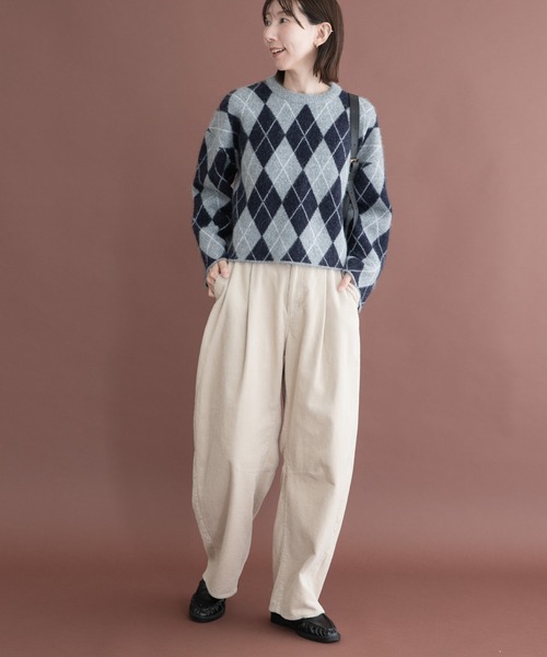 ITEMS URBANRESEARCH(アイテムズ アーバンリサーチ)の「アーガイルジャカードニット(ニット/セーター・レディース・グレー/ブラウン/チャコールグレー・FREE)」の10枚目の写真
