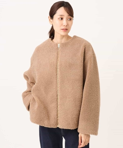 MK MICHEL KLEIN（エムケーミッシェルクラン）の「[洗える]ノーカラーボアブルゾン（ブルゾン・レディース・キャメル/ブラック・38）」の14枚目の写真