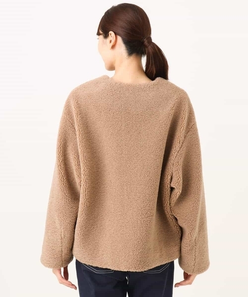 MK MICHEL KLEIN（エムケーミッシェルクラン）の「[洗える]ノーカラーボアブルゾン（ブルゾン・レディース・キャメル/ブラック・38）」の16枚目の写真