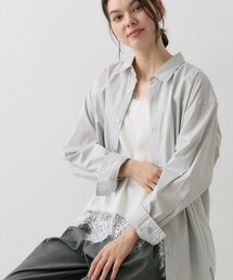 【洗える/オンオフ着られる】袖裏ワンポイント刺繍 オーバーシャツ