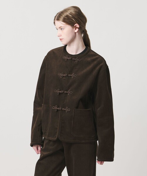 LOEFF（ロエフ）の「＜LOEFF＞8W コーデュロイ ジャケット（ノーカラージャケット・レディース・ブラウン/ブラック・0/1）」の4枚目の写真