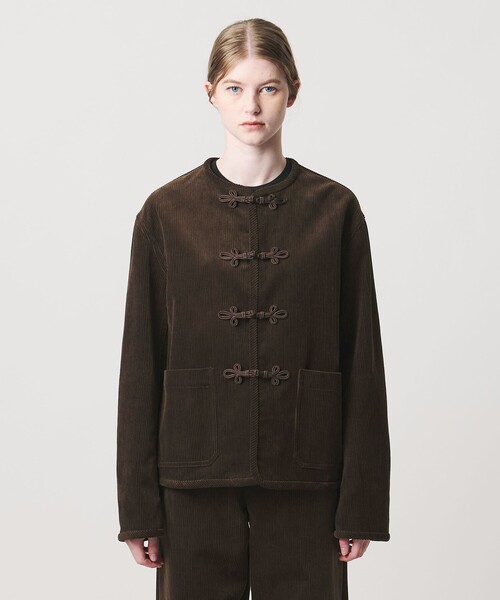 LOEFF（ロエフ）の「＜LOEFF＞8W コーデュロイ ジャケット（ノーカラージャケット・レディース・ブラウン/ブラック・0/1）」の7枚目の写真