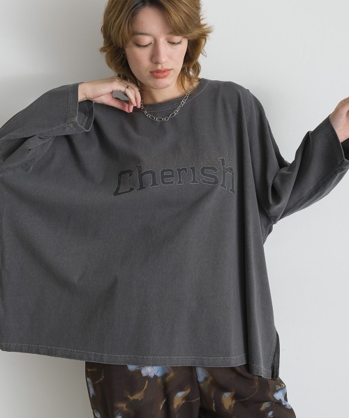 le colis(ルコリ)の「ロゴワイド 9分袖Tシャツ(Tシャツ/カットソー・レディース・オレンジ/グリーン/チャコールグレー/ベージュ・FREE)」の1枚目の写真