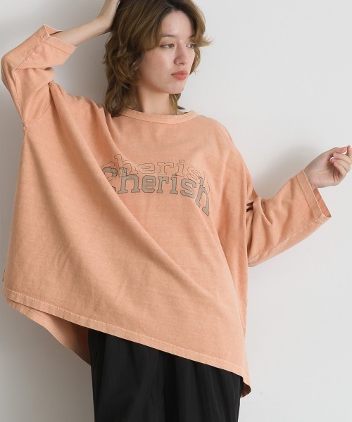 le colis(ルコリ)の「ロゴワイド 9分袖Tシャツ(Tシャツ/カットソー・レディース・オレンジ/グリーン/チャコールグレー/ベージュ・FREE)」の4枚目の写真