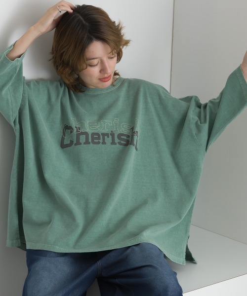 le colis(ルコリ)の「ロゴワイド 9分袖Tシャツ(Tシャツ/カットソー・レディース・オレンジ/グリーン/チャコールグレー/ベージュ・FREE)」の3枚目の写真