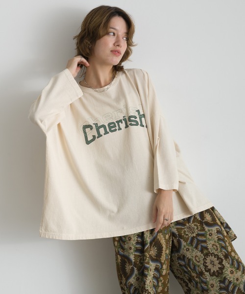 le colis(ルコリ)の「ロゴワイド 9分袖Tシャツ(Tシャツ/カットソー・レディース・オレンジ/グリーン/チャコールグレー/ベージュ・FREE)」の5枚目の写真