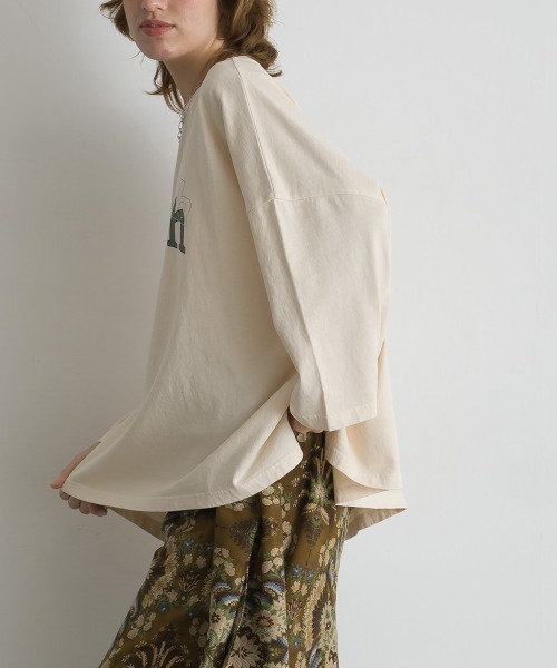 le colis(ルコリ)の「ロゴワイド 9分袖Tシャツ(Tシャツ/カットソー・レディース・オレンジ/グリーン/チャコールグレー/ベージュ・FREE)」の8枚目の写真