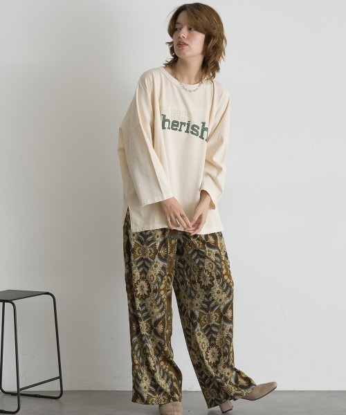le colis(ルコリ)の「ロゴワイド 9分袖Tシャツ(Tシャツ/カットソー・レディース・オレンジ/グリーン/チャコールグレー/ベージュ・FREE)」の9枚目の写真