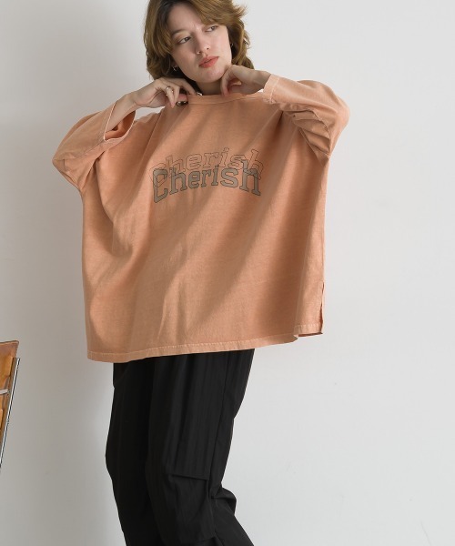 le colis(ルコリ)の「ロゴワイド 9分袖Tシャツ(Tシャツ/カットソー・レディース・オレンジ/グリーン/チャコールグレー/ベージュ・FREE)」の10枚目の写真
