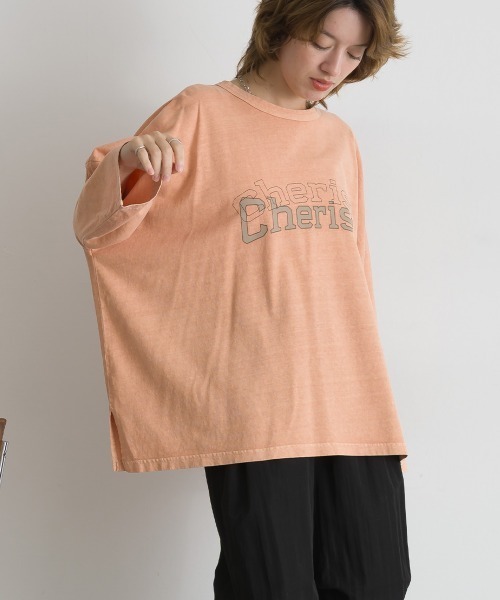 le colis(ルコリ)の「ロゴワイド 9分袖Tシャツ(Tシャツ/カットソー・レディース・オレンジ/グリーン/チャコールグレー/ベージュ・FREE)」の13枚目の写真