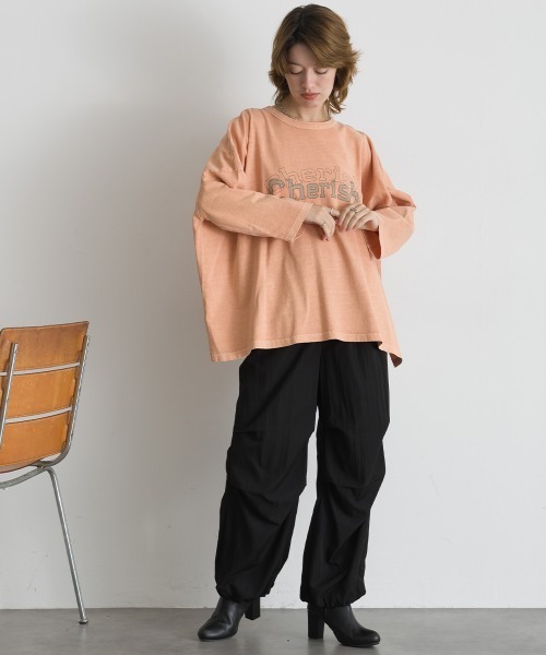 le colis(ルコリ)の「ロゴワイド 9分袖Tシャツ(Tシャツ/カットソー・レディース・オレンジ/グリーン/チャコールグレー/ベージュ・FREE)」の14枚目の写真