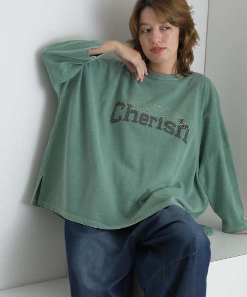 le colis(ルコリ)の「ロゴワイド 9分袖Tシャツ(Tシャツ/カットソー・レディース・オレンジ/グリーン/チャコールグレー/ベージュ・FREE)」の15枚目の写真