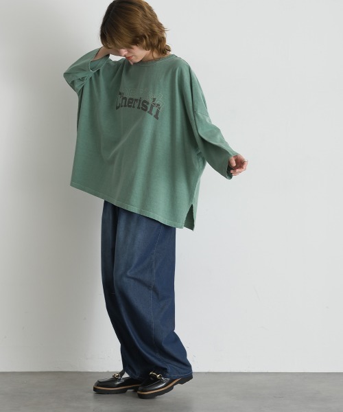 le colis(ルコリ)の「ロゴワイド 9分袖Tシャツ(Tシャツ/カットソー・レディース・オレンジ/グリーン/チャコールグレー/ベージュ・FREE)」の16枚目の写真