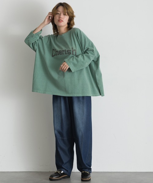 le colis(ルコリ)の「ロゴワイド 9分袖Tシャツ(Tシャツ/カットソー・レディース・オレンジ/グリーン/チャコールグレー/ベージュ・FREE)」の19枚目の写真