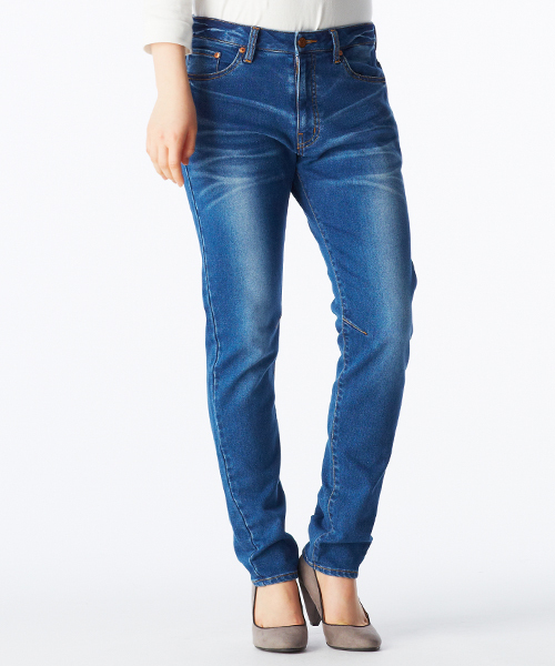 IEDIT（イディット）の「【股下丈が選べる】ブルーブラックプラネット本格仕様のカットソーライクデニムパンツ　　（デニムパンツ・レディース・ブルー/ライトブルー・4/5/13/2/3/6/7/1/10/8/12/9/11）」の2枚目の写真