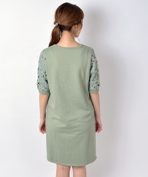 Khaju(カージュ)の「Khaju: フラワーレーススリーブワンピース□(ワンピース・レディース・カーキ/ネイビー・ONE SIZE)」の6枚目の写真